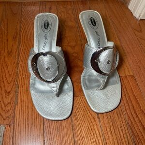Dr. Scholl’s Silver Leather Women's Sandals Size 10